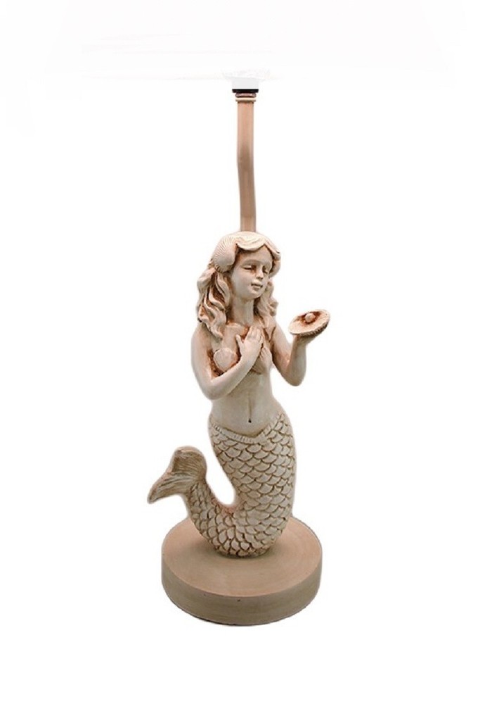 Scratch & Dent Beige Antique Stone Finish Mermaid Table Lamp Base Only