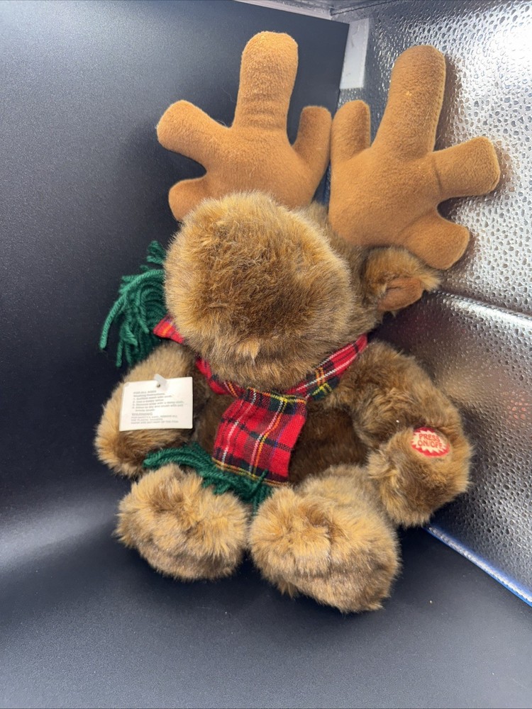 Singing Animated Christmas Moose Reindeer Plush Animal “Grandma Got Run Over”/J