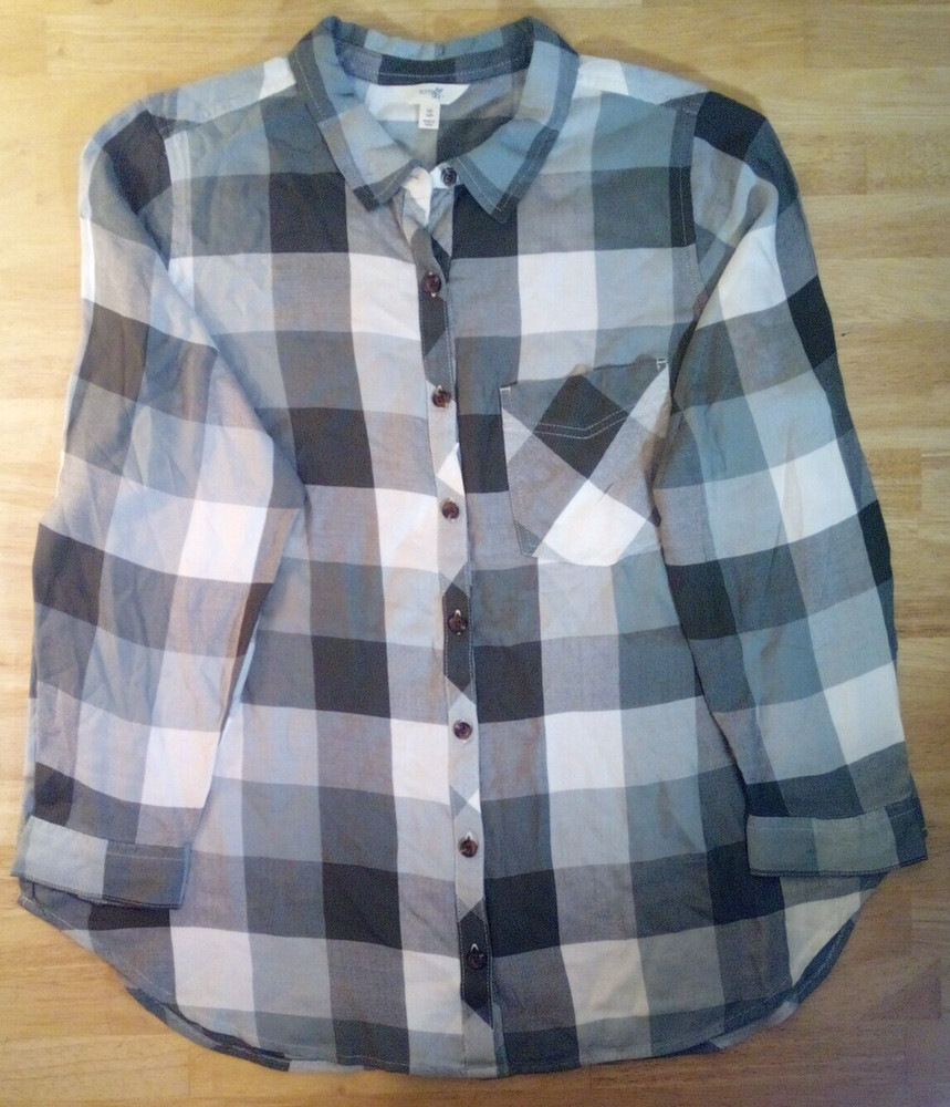 Terra & Sky Women Plus Size Button Down Buffalo Plaid Shirt 0X 1X 2X 3X 4X