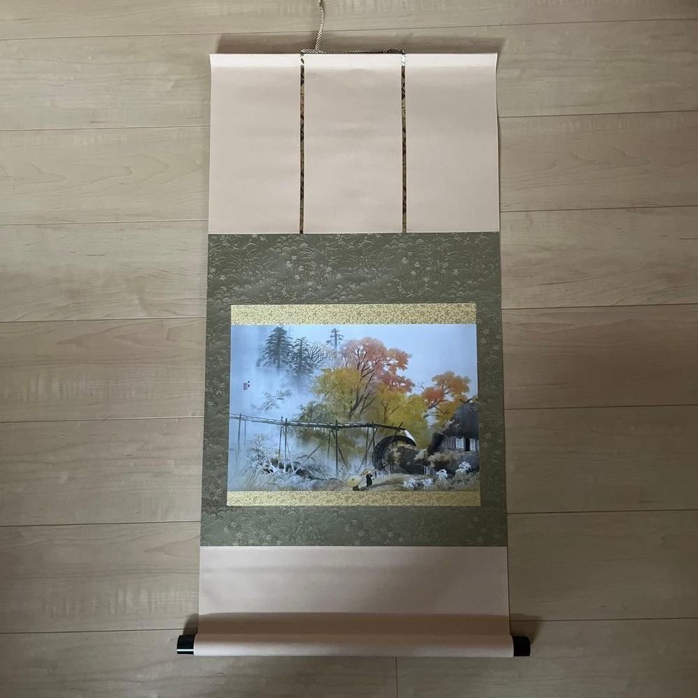 Kawai Gyokudo Sahu Hanging Scroll Japanese Mountain Landscape Artwork 90cm