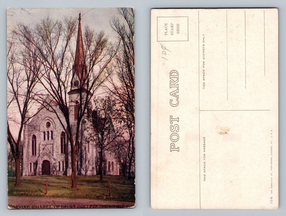 Springfield, MO-Missouri, Drury College Chapel Scene Vintage Postcard