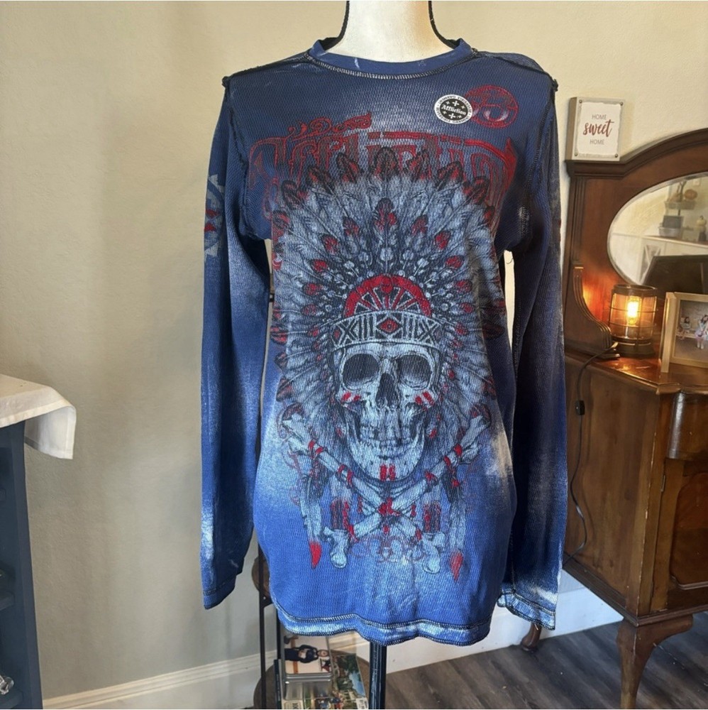 Men’s Affliction Reversible Long Sleeve Thermal Y2k Tee