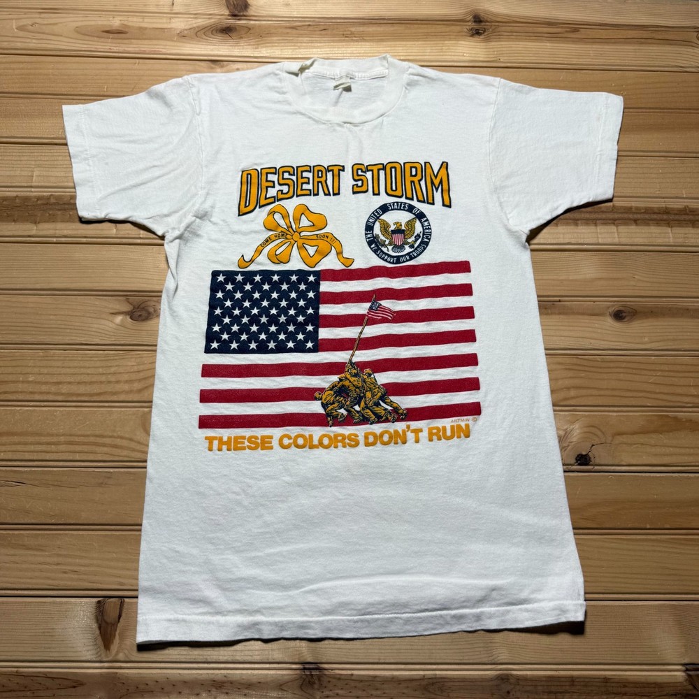 Vintage 1991 Operation Desert Storm Military American Flag T-Shirt Youth Medium