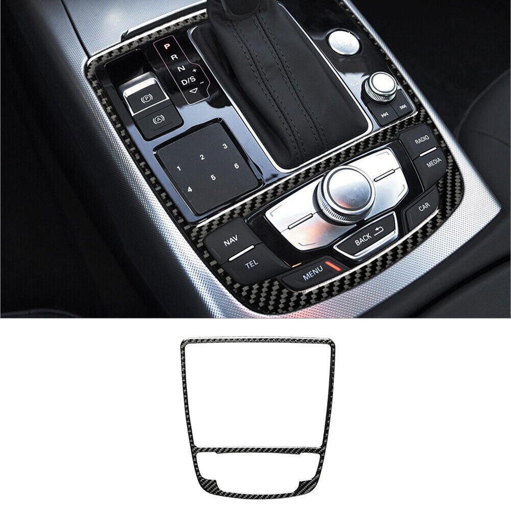 For Audi A6 A7 2012-2018 Carbon Fiber Car Center Console Gear Shift Cover Trim