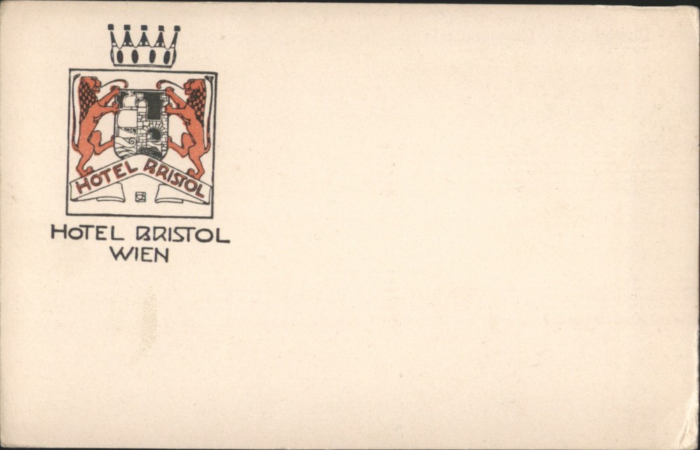 Austria Vienna Hotel Bristol Wien Crest Original Vintage Postcard