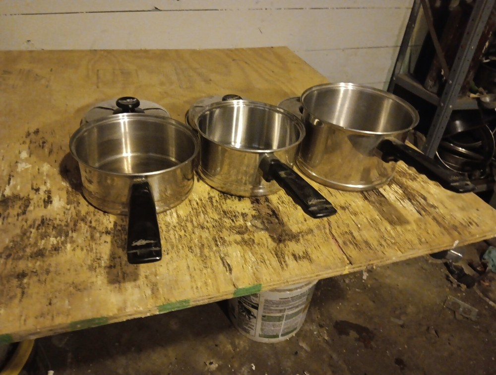 Vintage Lifetime Cookware 6 Piece lot - Pans, Pots & Lids, Stainless Steel.