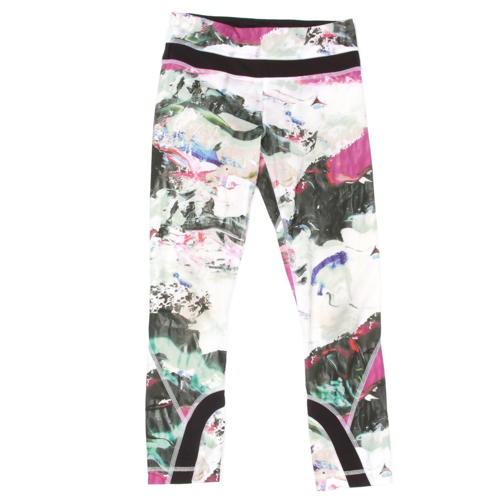 LULULEMON Graffiti Abstract Multicolor Berry Yoga Leggings Size 2 8419-image