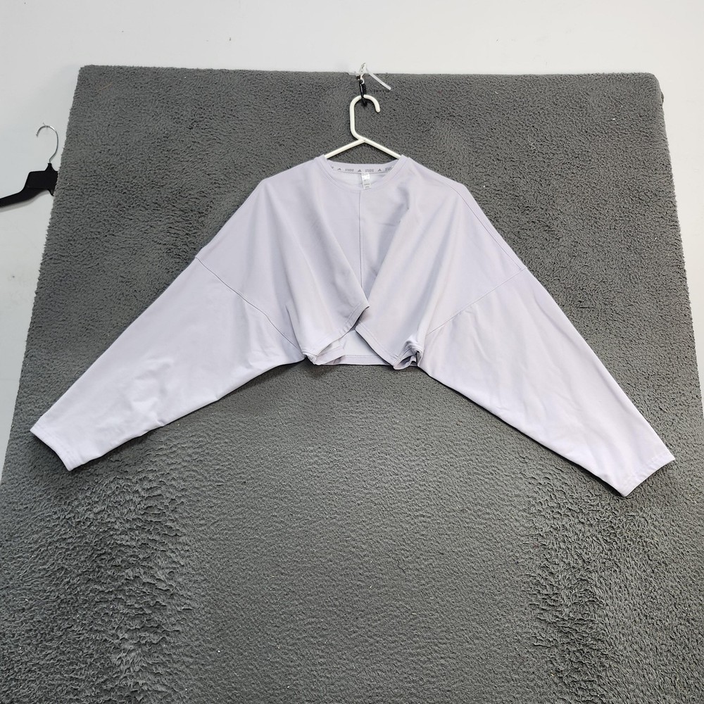 Adidas AEROREADY Shirt Womens Medium Purple Cropped Long Sleeve Athletic Top