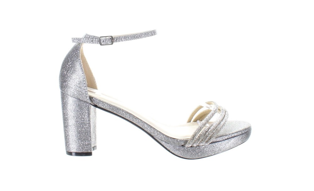Benjamin Walker Women's Parker Silver Ankle Strap Heels Size 8.5 7800698