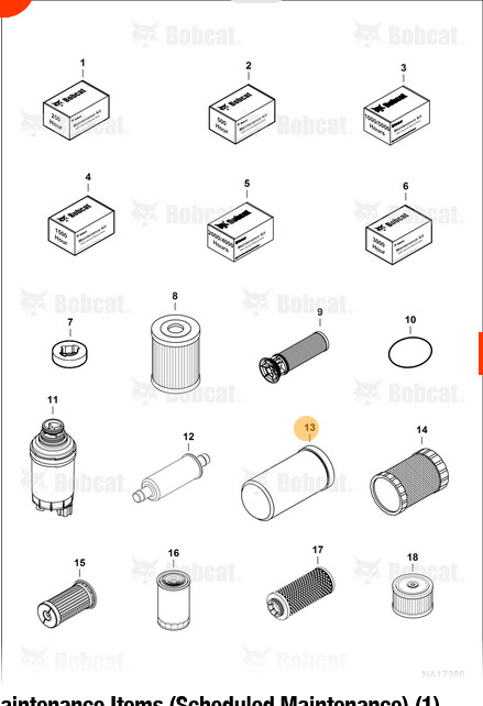 BOBCAT Engine Oil Filter for Large Excavators, 7381770