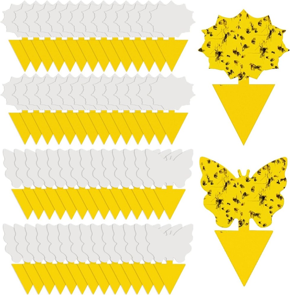 58Pc Yellow Sticky Glue Trap Killer Paper Catcher Insect Fruit Flies Gnat Fungus