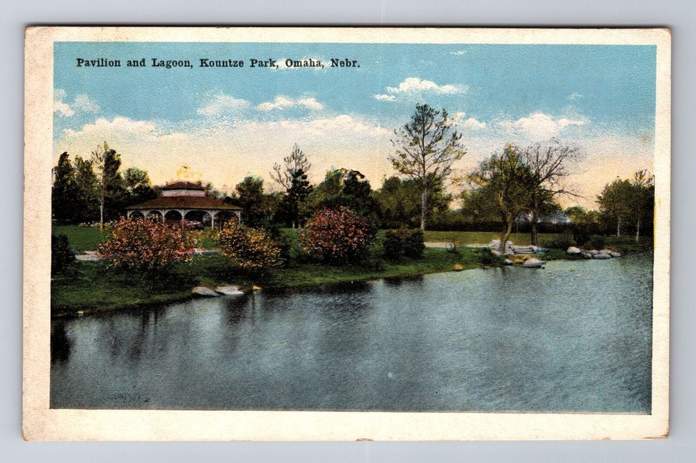 Omaha NE-Nebraska, Pavilion And Lagoon, Kountze Park, Antique, Vintage Postcard