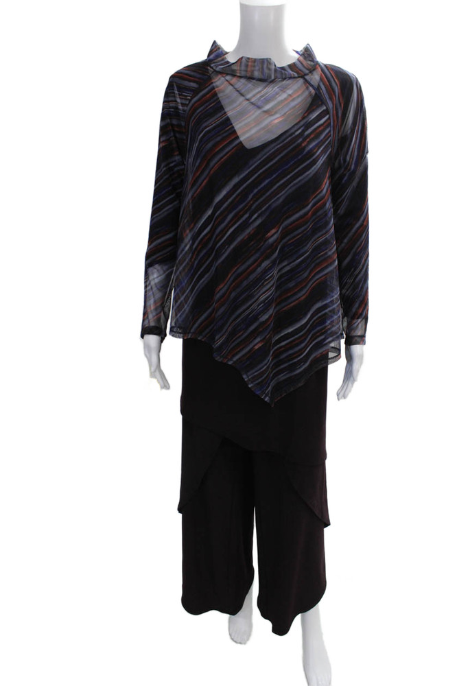 Sympli Womens Multicolor Striped Cowl Neck Outfit Set Sleeveless Size 16Free Shipping in US $100+ Orders | $6.95 Orders Below