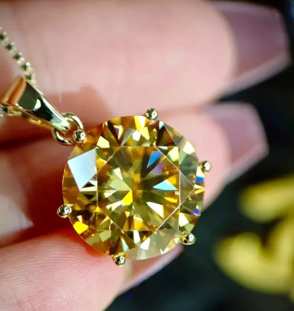 8 Ct Champagne Diamond Solitaire Pendant in 925 Silver - Certified & Treated  
