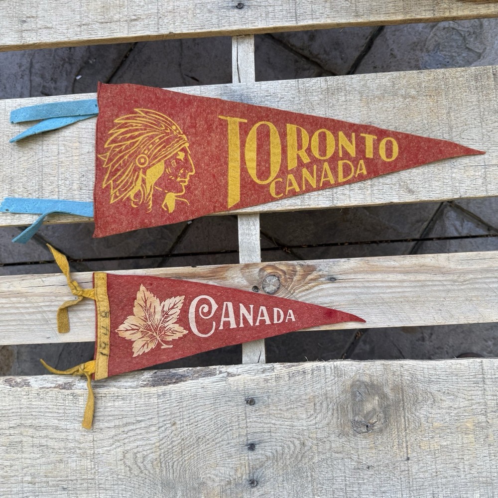 Vintage Canada Toronto Felt Pennant Lot Maple Leaf Souvenir Travel Flags