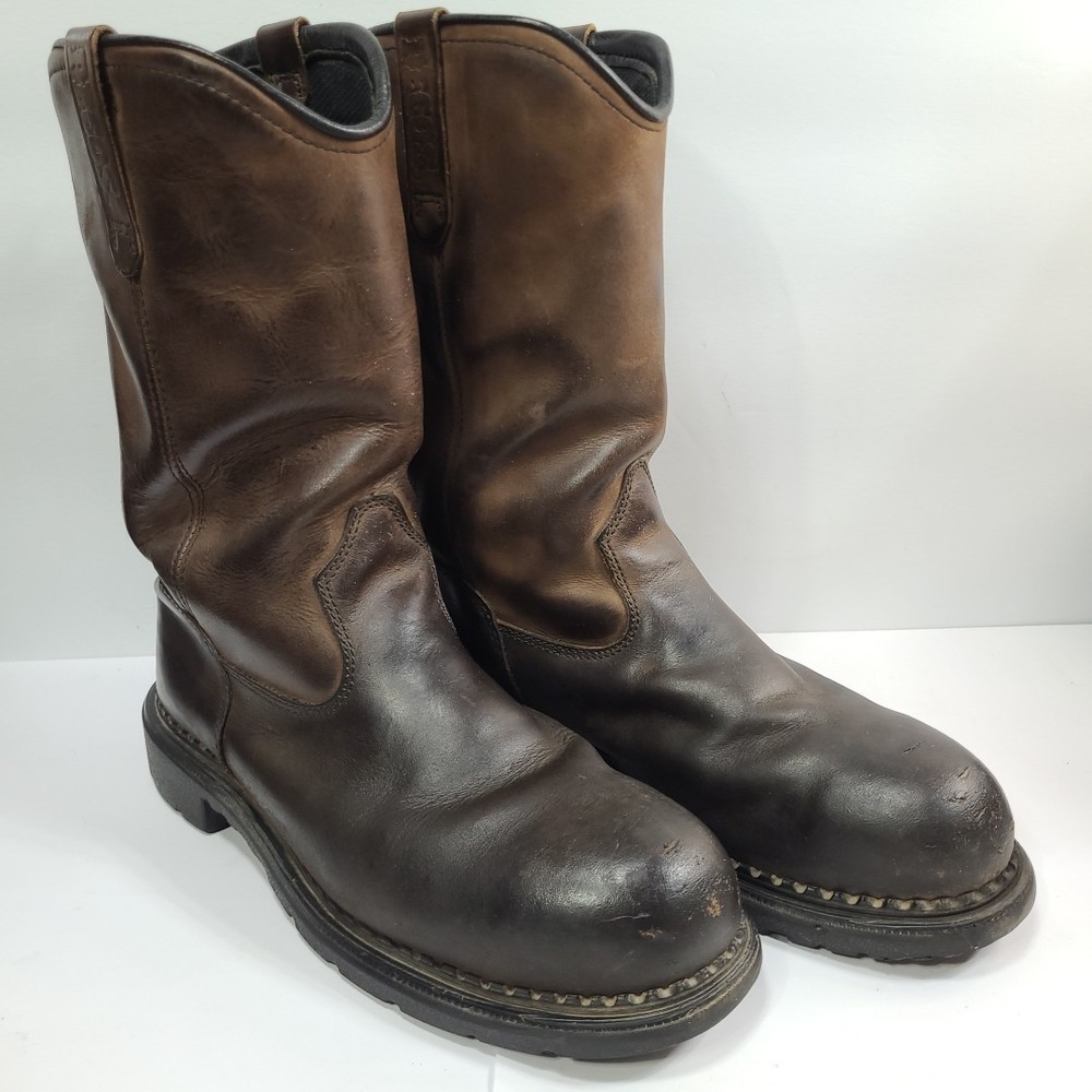 Red Wing Pecos 2270 Steel Toe Work Boots 9.5 Brown Leather USA Made Pull On