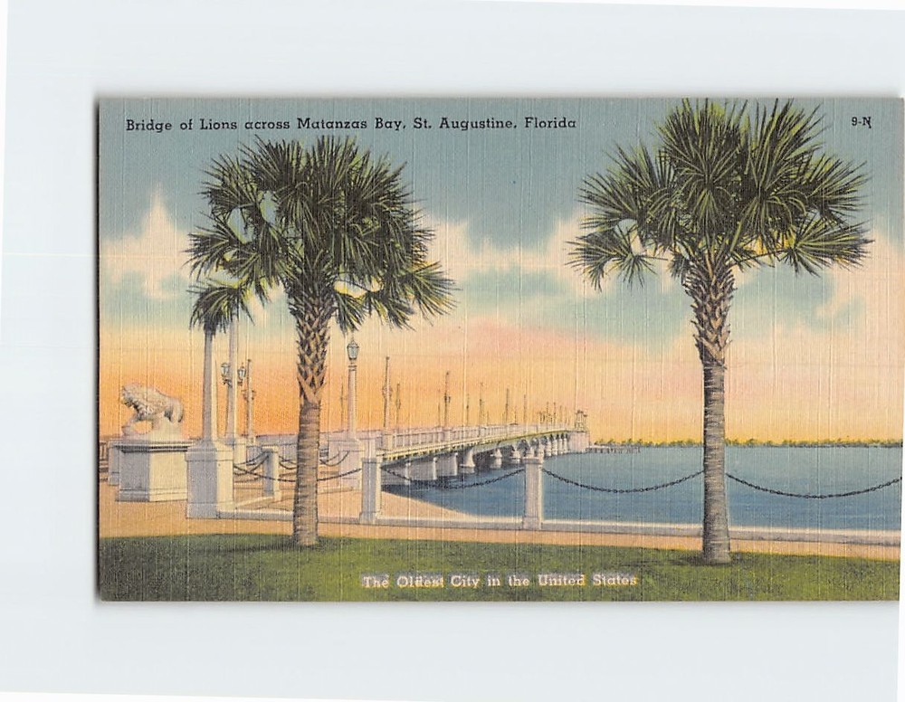 Postcard Bridge of Lions Across Matanzas Bay St. Augustine Florida USA