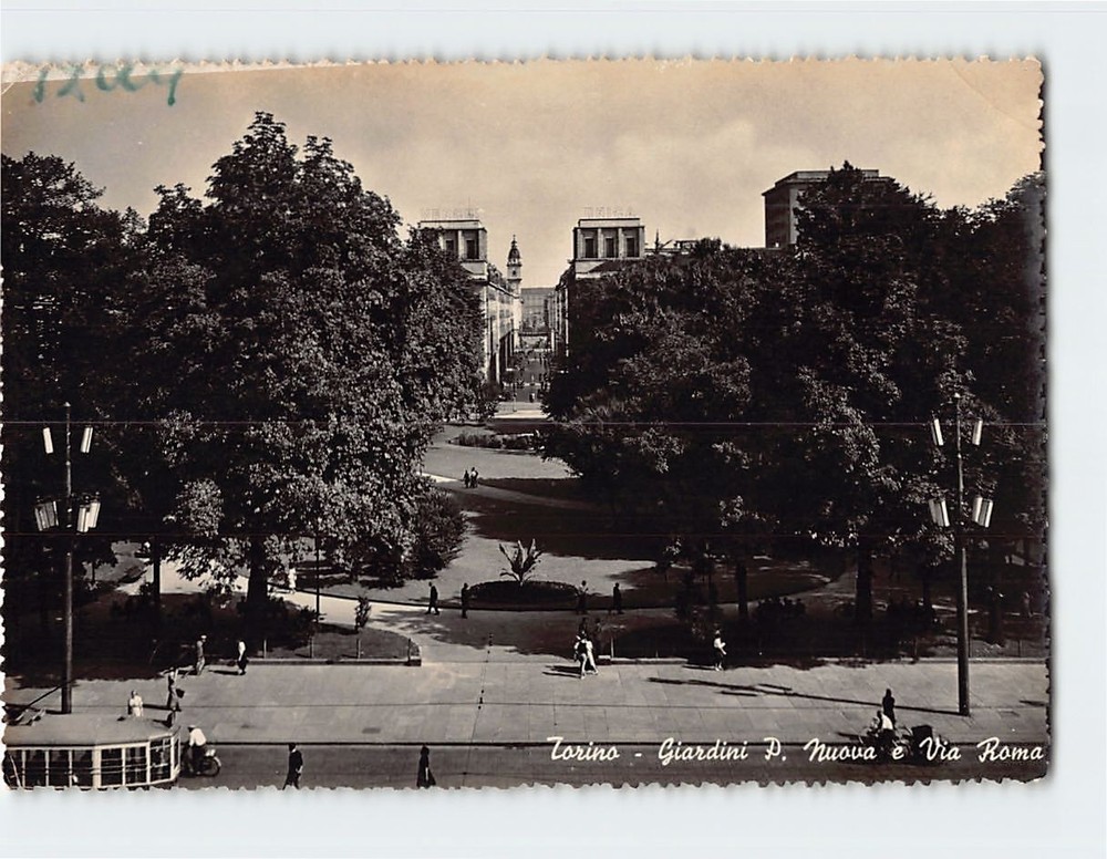 Postcard Giardini P Nuova and Via Roma Turin Italy