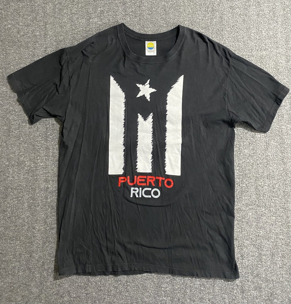 Puerto Rico Shirt Mens Caribbean Tropic T-Shirt Short Sleeve Size L