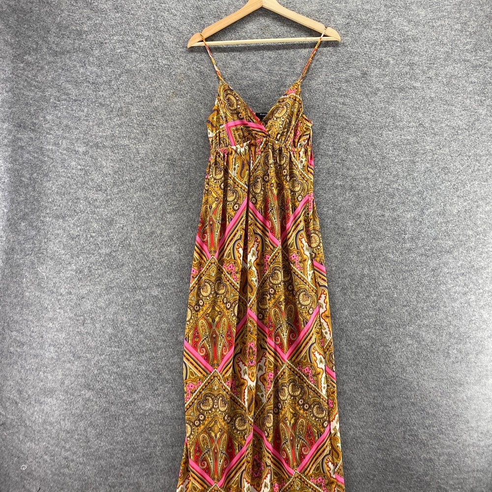 Phoebe Dress Women S Brown Geometric Maxi Long V-Neck Sleeveless Casual
