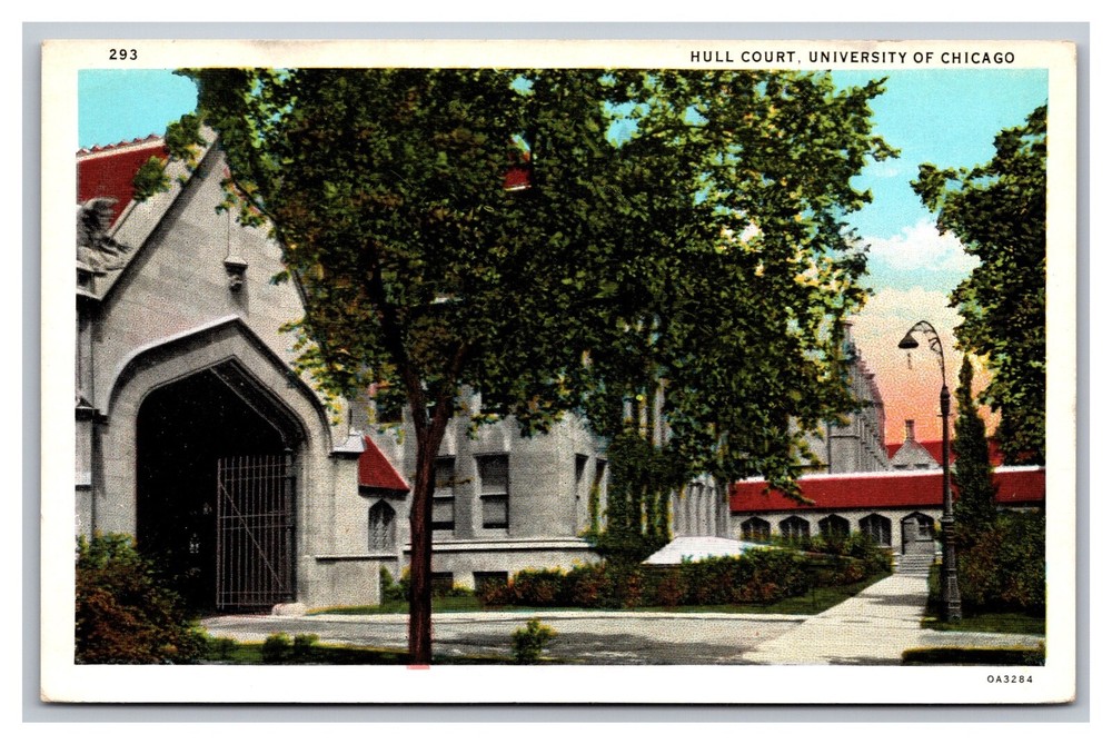 University of Chicago IL Illinois Hull Court #293 White Border Postcard