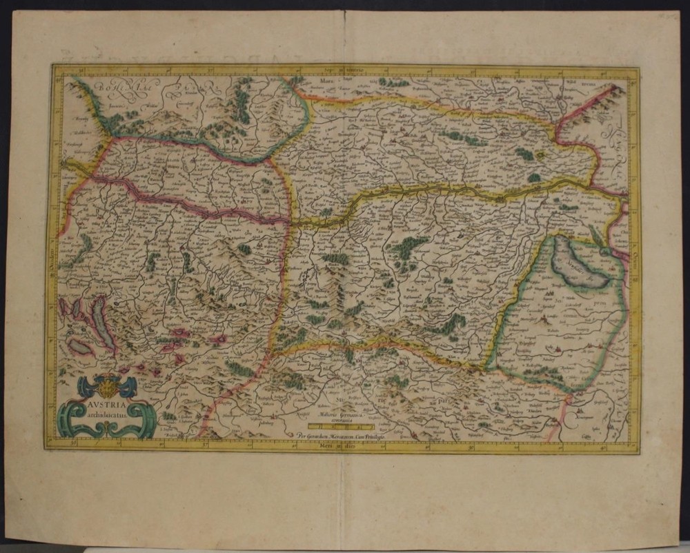 AUSTRIA 1633ca GERARD MERCATOR UNUSUAL ORIGINAL ANTIQUE COPPER ENGRAVED MAPANTIQUE COPPER ENGRAVED MAP OF AUSTRIA 1633 BY MERCATOR