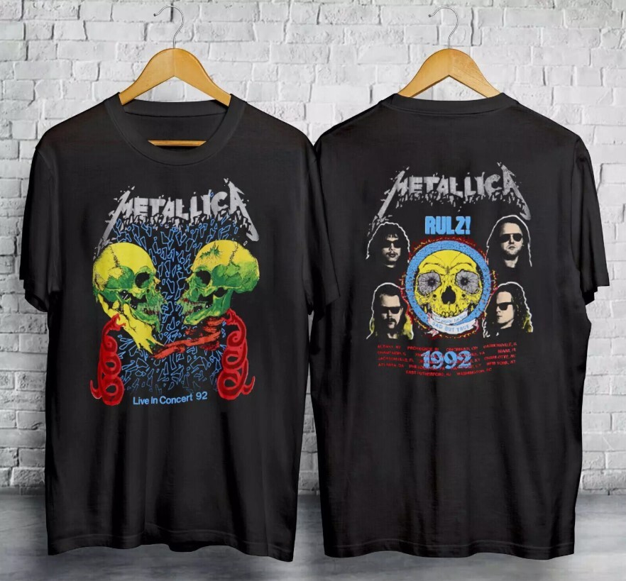 1992 Metallica Live In Concert US Tour T-Shirt Unisex Rock Band Tee Fans Gift