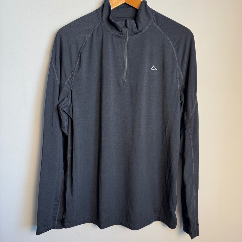 Paradox Mens Merino Blend 1/4 Zip Pullover Base Layer Long Sleeve Black Large