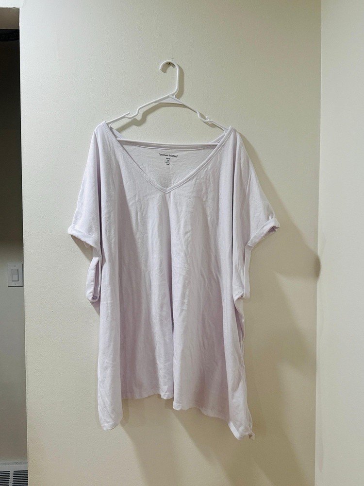 Woman Within Top Short Sleeve- White Color, Size 5X - Cotton And Polyester