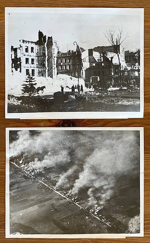 WORLD WAR ll ~ WARSAW POLAND IN RUINS ~ (2 - PHOTOS) ~  1945