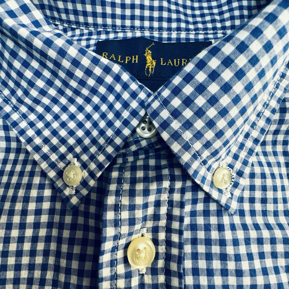 Ralph Lauren Shirt Boys Size 14-16 Plaid Button Classic Preppy 💯Cotton Casual L