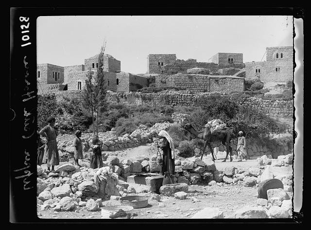 Photo:Beit Ur al-Fauqa Palestine 1930s Village Stone Houses People Donkey