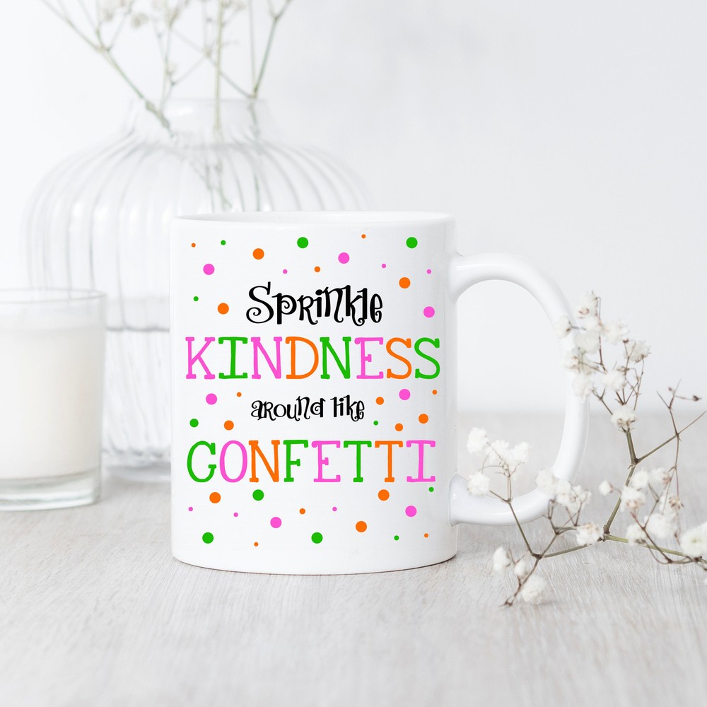 Spread kindness with every sip using this uplifting confetti-inspired coffee mug
