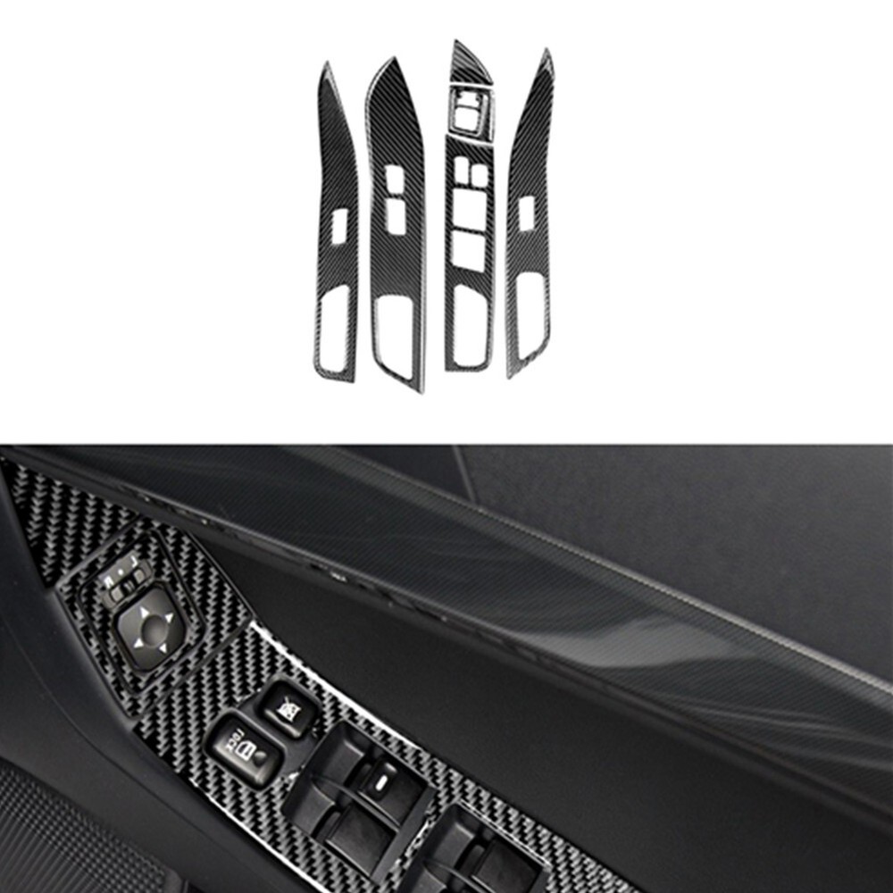 Fit For Mitsubishi Lancer 2008-2015 Carbon Fiber Window Switch Panel Cover Trim