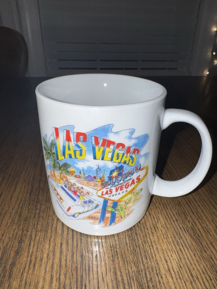 Vintage Las Vegas Strip Coffee Mug 90s Mirage Maxim Tropicana Caesars