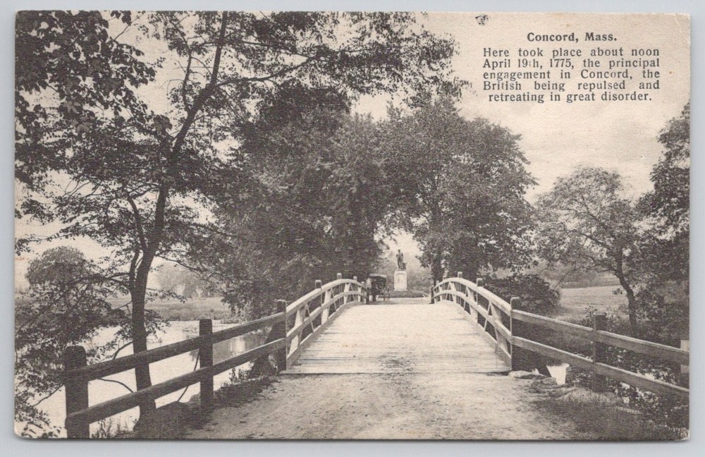 Concord Mass Old North Bridge Minuteman Statue 1775 Battle Postcard