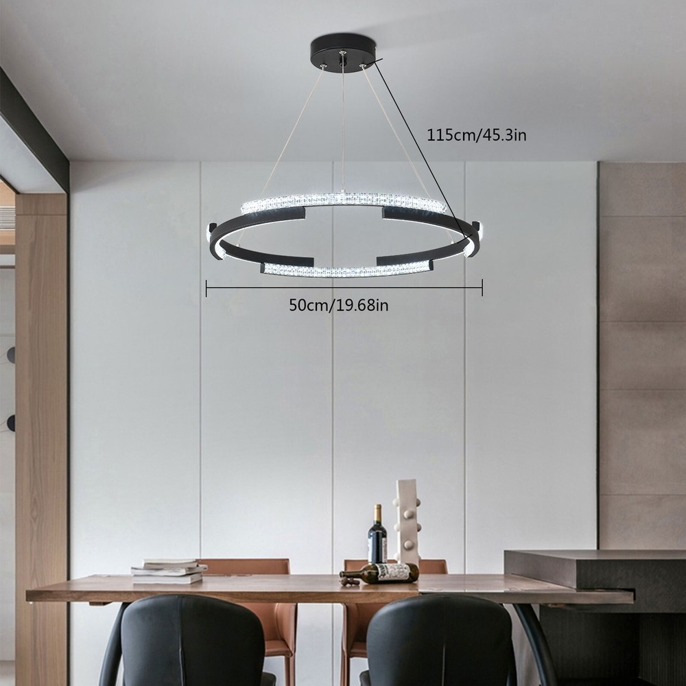 Round LED Ring Chandelier Dining Room Ceiling-Light Pendant Lamp Fixture Decor