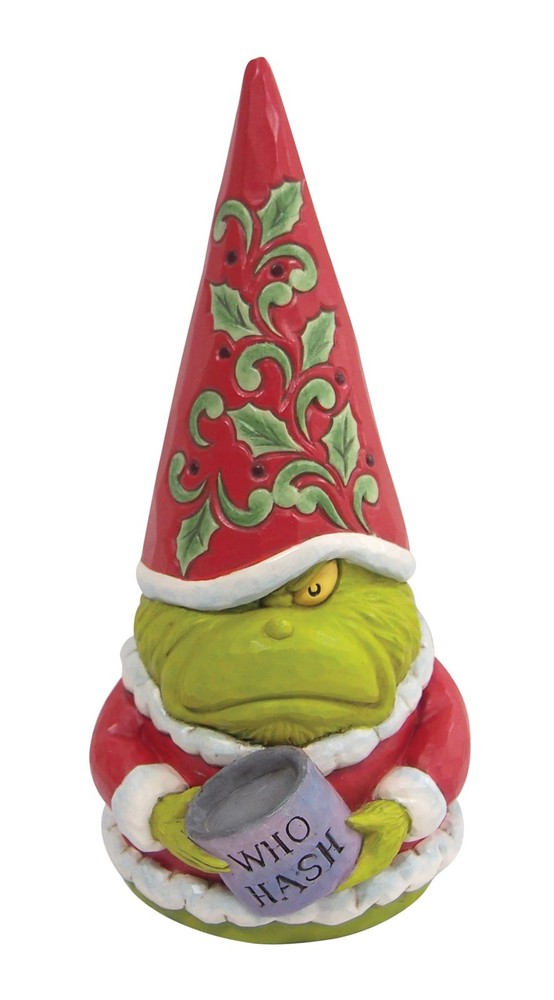 Jim Shore 8-Inch Grinch Gnome Figurine with Who Hash from Dr. Seuss, Multicolor