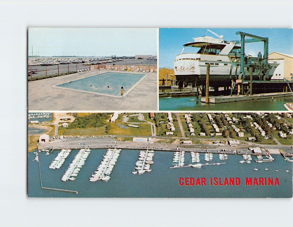 Postcard Views and Scenes Cedar Island Marina Clinton Connecticut USA