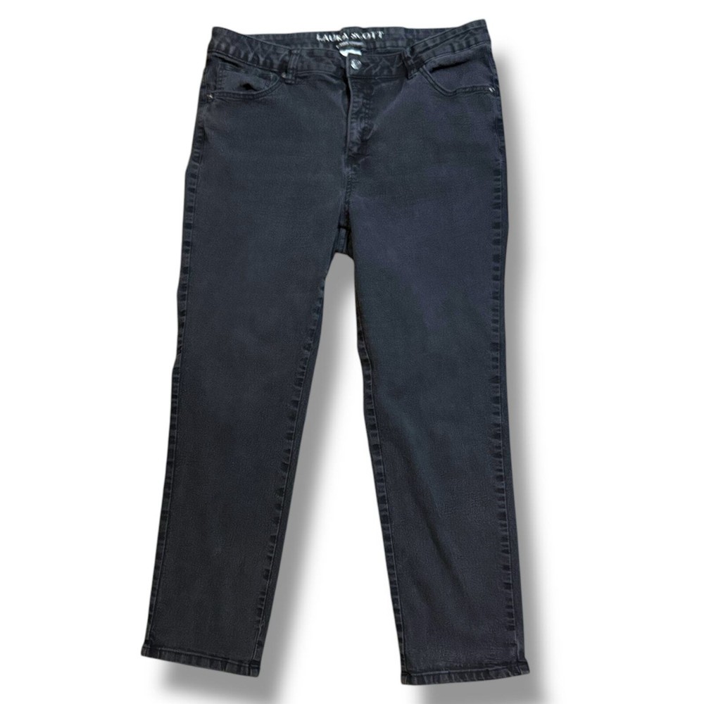 Laura Scott Jeans Womens Faded Black Classic Straight Fit Stretch Denim Size 14