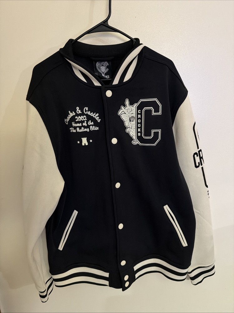 Crooks And Castles “Ruling Elite” Varsity Jacket Black/White Mens