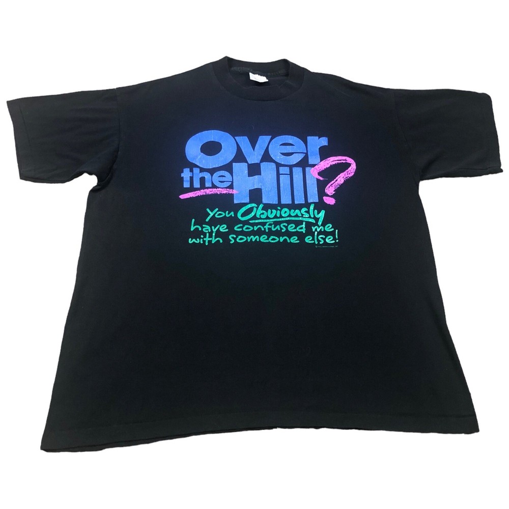 Vintage 90s Over the Hill Hallmark Comedy Black Shirt Adult Size Large