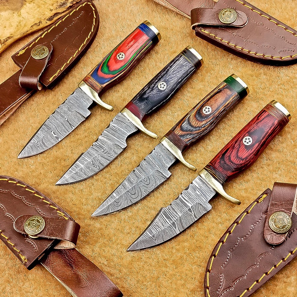 4 Pcs Damascus Blade Skinner Knives Set | 6