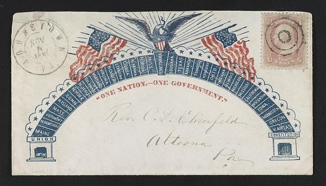 Photo of Civil War envelope,arch,Union states,One Nation,government,c1861