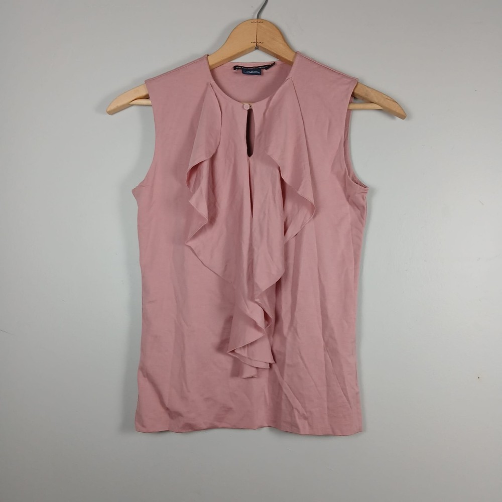Ralph Lauren  Ruffle Blouse Women's Sz Small - Pink  Sleeveless