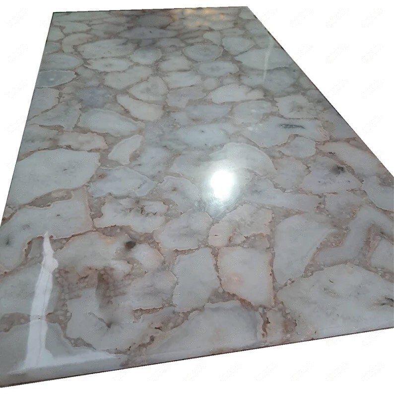 36x24 White Natural Agate Coffee Table Top Handmade Slab for Kitchen or Dining