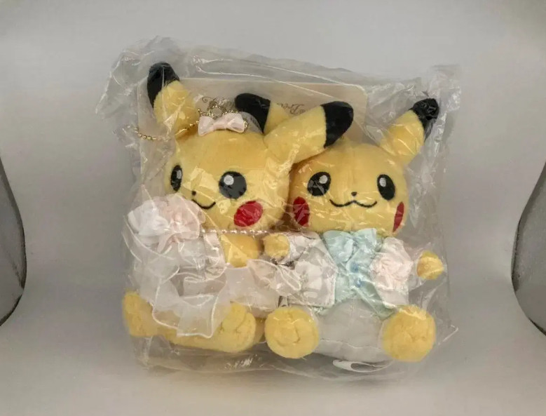 Pokemon Center Precious Wedding Pikachu Plush Mascot Pair Set Keyring Unopened