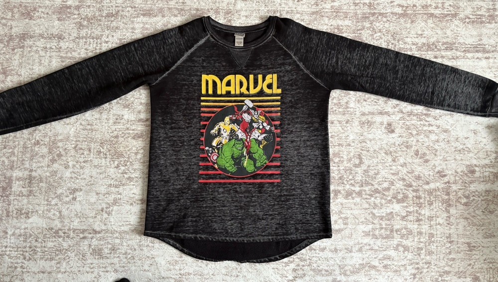 Marvel Avengers Graphic Raglan Long Sleeve Crew Neck T-Shirt, Gray Men’s XL