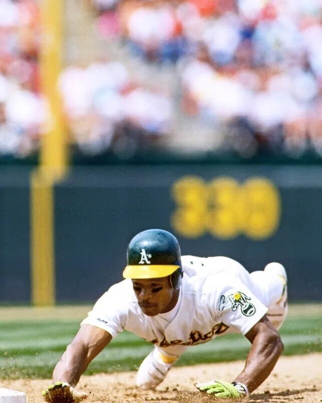 Oakland Athletics As Rickey Henderson Sliding Hof 2009 8x10 PHOTO PRINT