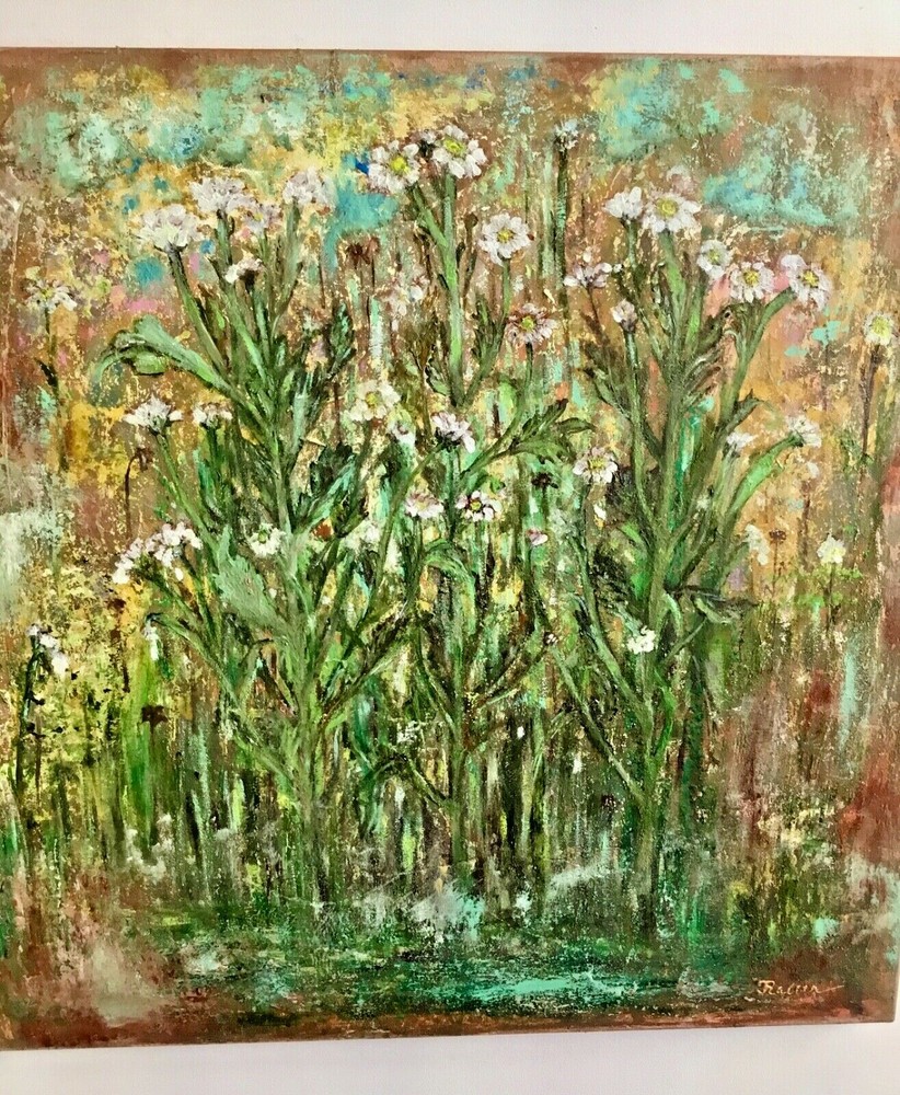 Fantasy of chrysanthemums forest on the abstract mixed media background,oil-image